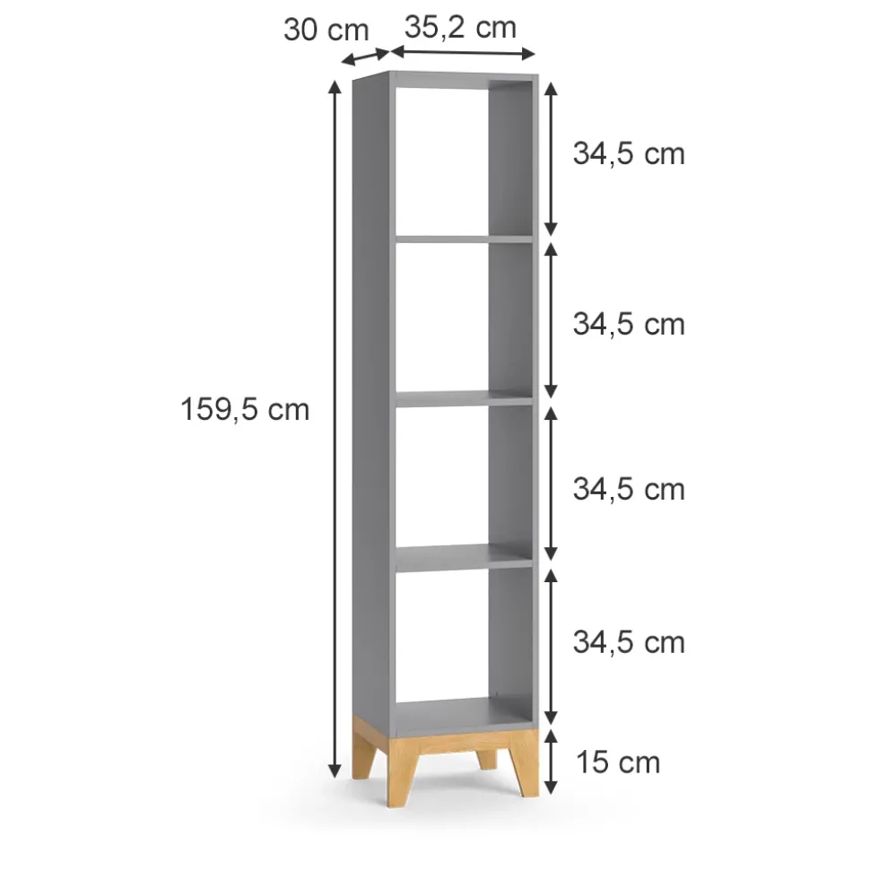 Kinderregal Malia Grau 35.2 x 159.5 cm Vicco