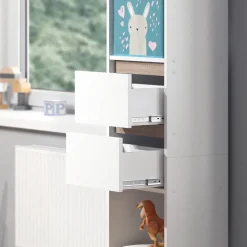 Kinderregal Robert Weiß 36.2 x 171 cm mit Faltboxen bunt Vicco