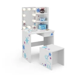 Kinder-Schminktisch Schneeflocke Weiß 54.8 cm mit LED Beleuchtung Vicco