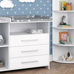 Kinderzimmer-Set Oskar Weiß 2 Teile, mit Wickelkommode und Spielzeugregal Vicco