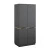 Kleiderschrank Betti Anthrazit/Sonoma 82 x 179 cm mit 4 Türen Vicco