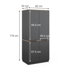 Kleiderschrank Betti Anthrazit/Sonoma 82 x 179 cm mit 4 Türen Vicco