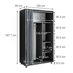 Kleiderschrank Doros Grau 100 x 168 cm Vicco