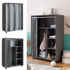 Kleiderschrank Doros Grau 100 x 146.6 cm offen rollbar Vicco