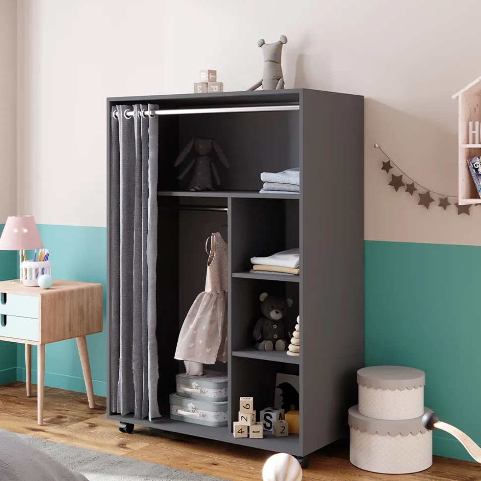 Kleiderschrank Doros Grau 100 x 146.6 cm offen rollbar Vicco