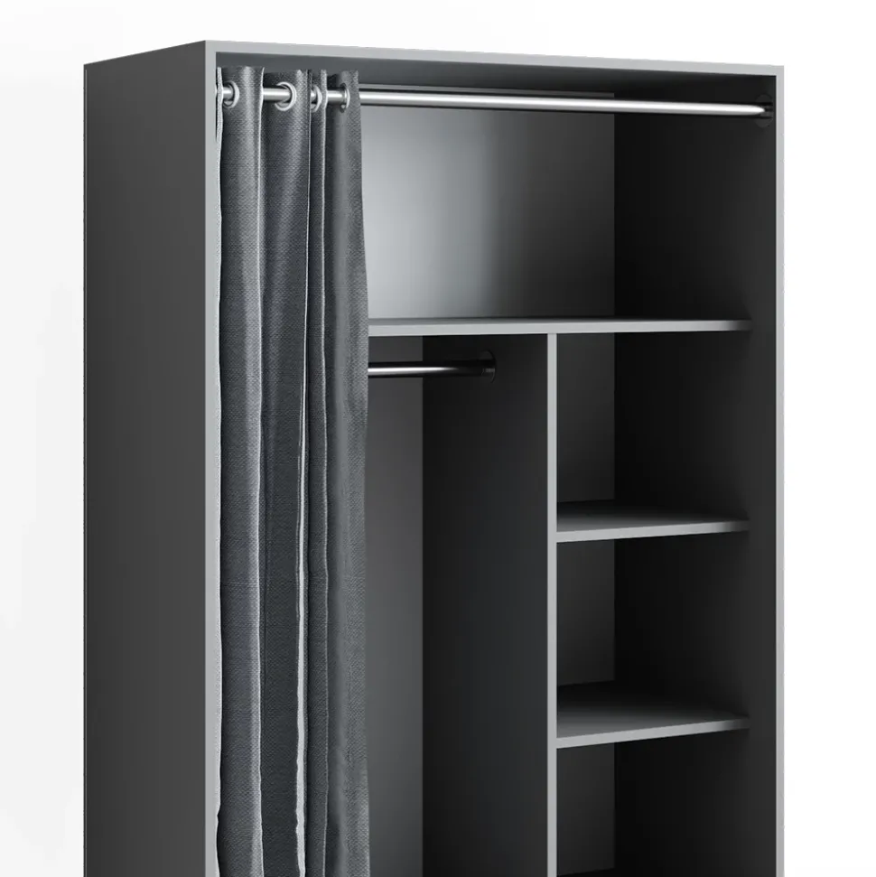 Kleiderschrank Doros Grau 100 x 146.6 cm offen rollbar Vicco