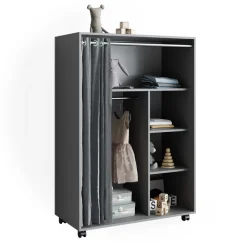 Kleiderschrank Doros Grau 100 x 146.6 cm offen rollbar Vicco
