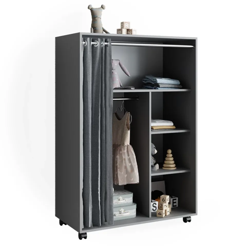 Kleiderschrank Doros Grau 100 x 146.6 cm offen rollbar Vicco