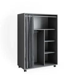 Kleiderschrank Doros Grau 100 x 146.6 cm mit Rollen Vicco