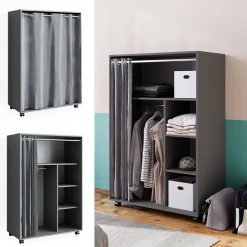 Kleiderschrank Doros Grau 100 x 146.6 cm mit Rollen Vicco