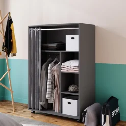 Kleiderschrank Doros Grau 100 x 146.6 cm mit Rollen Vicco