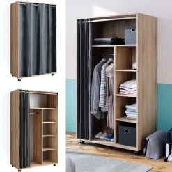 Kleiderschrank Doros Sonoma 100 x 168 cm offen, mit Rollen Vicco