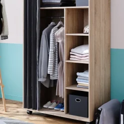 Kleiderschrank Doros Sonoma 100 x 168 cm offen, mit Rollen Vicco