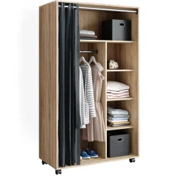 Kleiderschrank Doros Sonoma 100 x 168 cm offen, mit Rollen Vicco