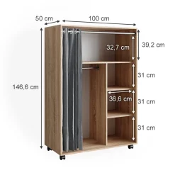 Kleiderschrank Doros Sonoma 100 x 146.6 cm offen rollbar Vicco