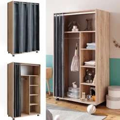 Kleiderschrank Doros Sonoma 100 x 168 cm offen, mit Rollen Vicco