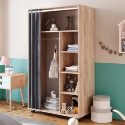 Kleiderschrank Doros Sonoma 100 x 168 cm offen, mit Rollen Vicco