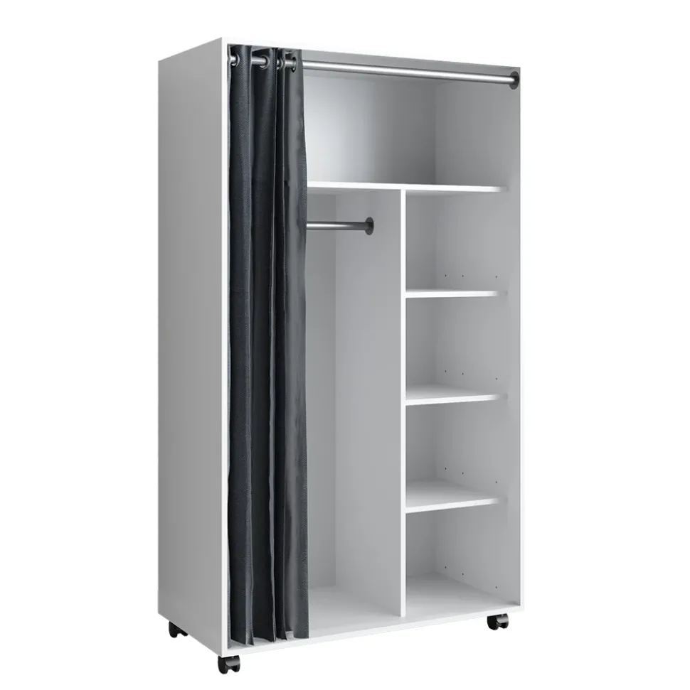 Kleiderschrank Doros Weiß 100 x 168 cm mit Rollen Vicco