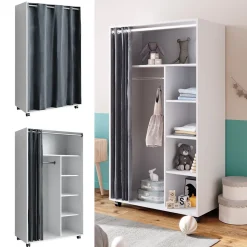 Kleiderschrank Doros Weiß 100 x 168 cm mit Rollen Vicco