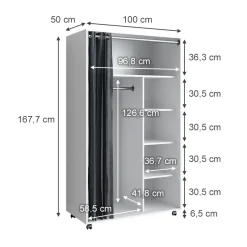 Kleiderschrank Doros Weiß 100 x 168 cm mit Rollen Vicco