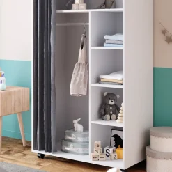 Kleiderschrank Doros Weiß 100 x 168 cm mit Rollen Vicco