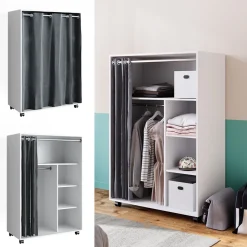 Kleiderschrank Doros Weiß 100 x 146.6 cm mit Rollen Vicco