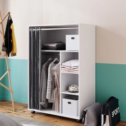 Kleiderschrank Doros Weiß 100 x 146.6 cm mit Rollen Vicco