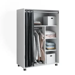 Kleiderschrank Doros Weiß 100 x 146.6 cm mit Rollen Vicco