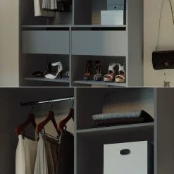 Kleiderschrank Elmo Anthrazit 100 x 200 cm mit 2 Schubladen Vicco