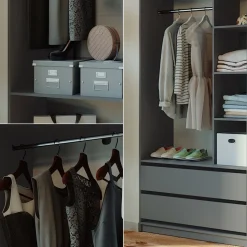 Kleiderschrank Elmo Anthrazit 100 x 200 cm 2er Set Vicco