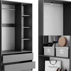 Kleiderschrank Elmo Anthrazit 100 x 200 cm 2er Set Vicco