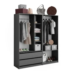 Kleiderschrank Elmo Anthrazit 100 x 200 cm 2er Set Vicco