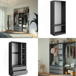 Kleiderschrank Elmo Anthrazit 100 x 200 cm 2er Set Vicco