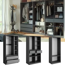 Kleiderschrank Elmo Anthrazit 100 x 200 cm 3er Set Vicco