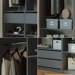 Kleiderschrank Elmo Anthrazit 100 x 200 cm 3er Set Vicco