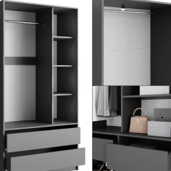 Kleiderschrank Elmo Anthrazit 100 x 200 cm 3er Set Vicco