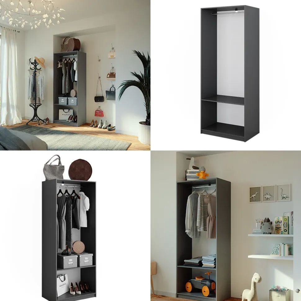 Kleiderschrank Elmo Anthrazit 80 x 200 cm Vicco