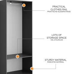 Kleiderschrank Elmo Anthrazit 80 x 200 cm Vicco