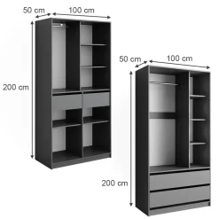 Kleiderschrank Elmo Anthrazit 100 x 200 cm 2er Set Vicco