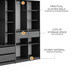 Kleiderschrank Elmo Anthrazit 100 x 200 cm 2er Set Vicco