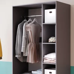 Kleiderschrank Elmo Anthrazit 100 x 200 cm mit 2 Schubladen Vicco