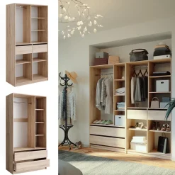 Kleiderschrank Elmo Sonoma 100 x 200 cm 2er Set Vicco