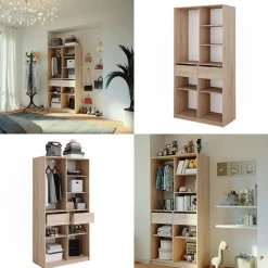 Kleiderschrank Elmo Sonoma 100 x 200 cm mit 2 Schubladen Vicco