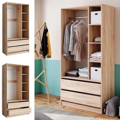 Kleiderschrank Elmo Sonoma 100 x 200 cm mit 2 Schubladen Vicco