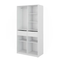 Kleiderschrank Elmo Weiß 100 x 200 cm mit 2 Schubladen Vicco