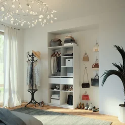 Kleiderschrank Elmo Weiß 100 x 200 cm mit 2 Schubladen Vicco