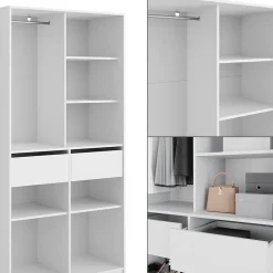 Kleiderschrank Elmo Weiß 100 x 200 cm mit 2 Schubladen Vicco