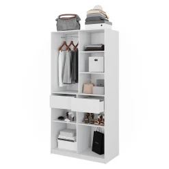 Kleiderschrank Elmo Weiß 100 x 200 cm mit 2 Schubladen Vicco