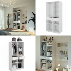 Kleiderschrank Elmo Weiß 100 x 200 cm mit 2 Schubladen Vicco