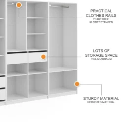 Kleiderschrank Elmo Weiß 100 x 200 cm 3er Set Vicco
